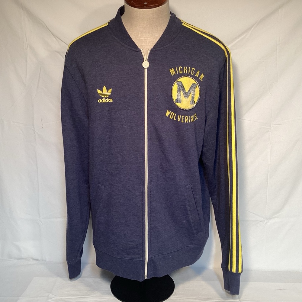 adidas Vintage trefoil Michigan Wolverines Zip Up Track Jacket Men’s Size XL